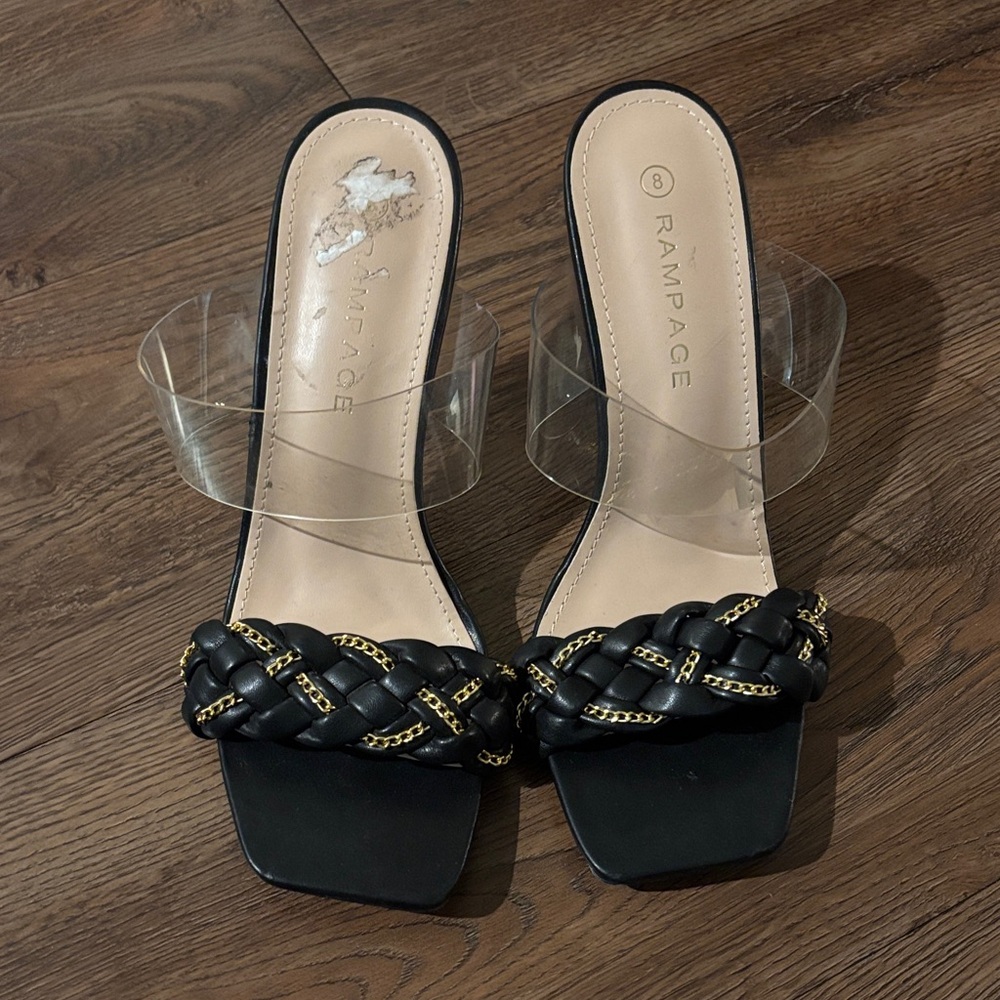 Rampage Black and Gold Heeled Sandals